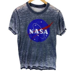 Women's Fifth Sun Grey Sheer NASA T-Shirt Size SMALL Short Sleeve Graphic Tee